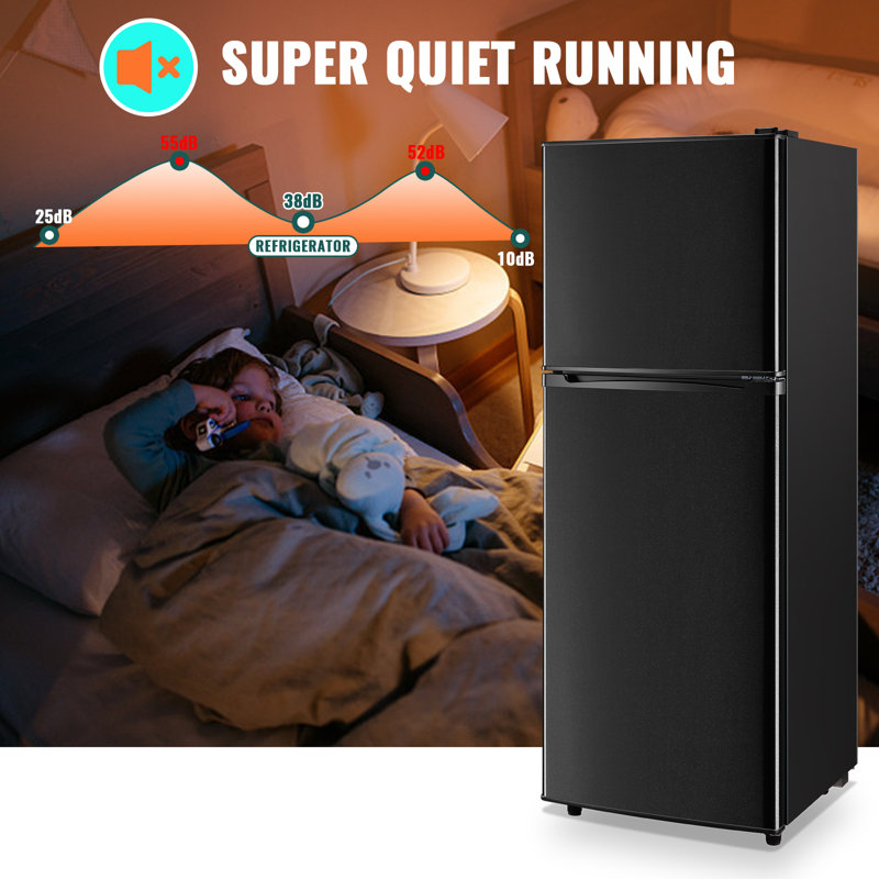 WANAI Double Door Small Refrigerator with Freezer 5.0 Cu.Ft Large Size Fridge with 7 Level Adjustable Thermostat Removable Shelves Mini Refrigerator for Kitchen Apartment and Office Wayfair
